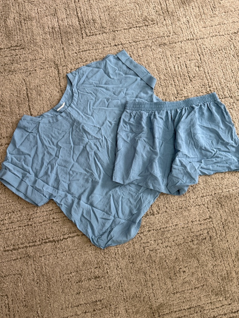 Light Blue Women's Relaxed Shorts and shirt- Soft Casual Lounge Short